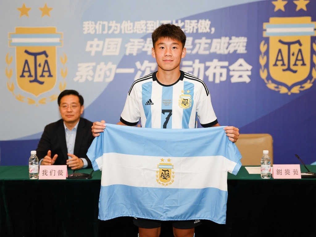中国U12小将独赴阿根廷深造，俱乐部召开新闻发布会送行